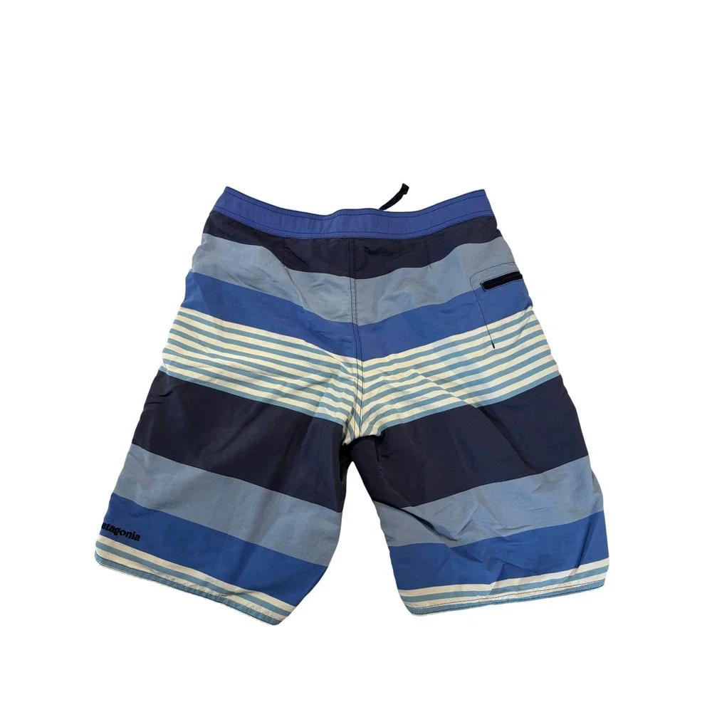 Patagonia Boys Size 18 or XS Mens Blue Striped Board Shorts Coastal Surf‎ Beach